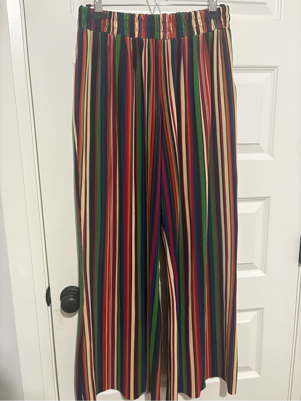 Farm Rio Multicolor Vertical Stripe Wide-Leg Pants - Size Large